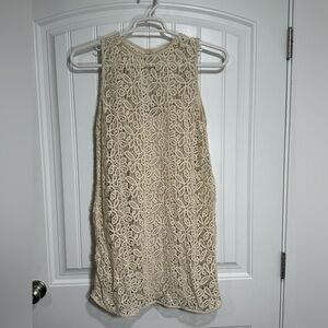 Abercrombie & Fitch Cream Lace Sleeveless A-Line Mini Dress Size L